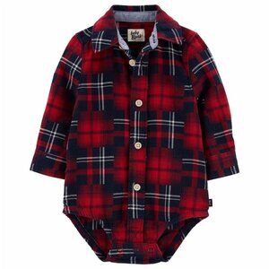 OshKosh B'gosh Soft Twill Button-Front Boys Bodysuit Size 9 Months